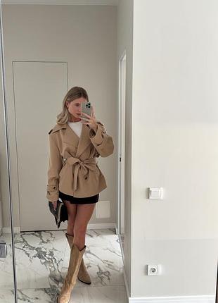 Тренч укороченный тренч с карманами