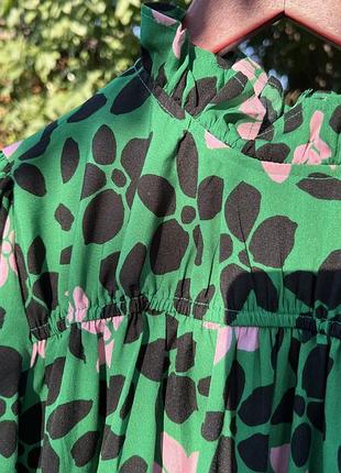 Плаття міні зелене сукня квітковий принт