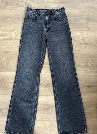 Джинсы черные на высокой посадке длинные