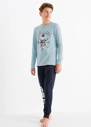 Хлопковая пижама для мальчика топ с длинным рукавом и штаны 146 (11y)