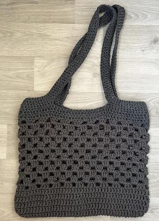 Сумка шоппер вязаная серая ручная работа новая