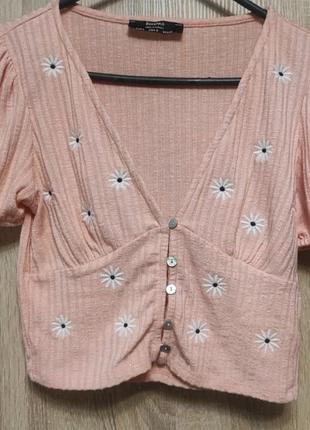 Футболка топ с цветками размер s