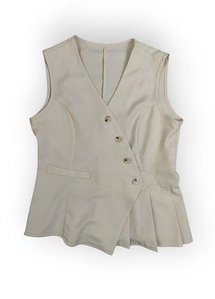 Блузка женская бежевая, размер s, на пуговицах, без рукавов