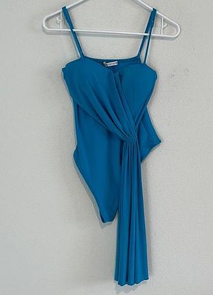 Боді zara бірюзове з драпіровкою, асиметричне