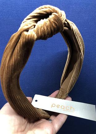 Из англии: обруч от peach accessories, (на голову)-эффектный узел!цвет  золотистого тёмного песка! эффектно! бесплатно при покупке любых 2 лотов!