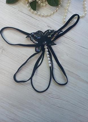 Спокусливі трусики з доступом та перлинами розмір s