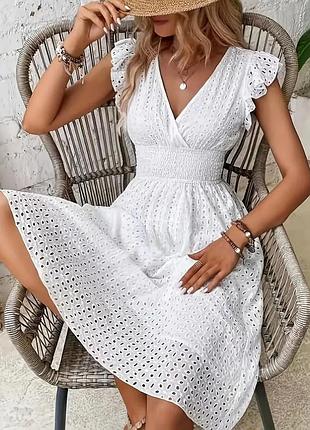 Женское батистое платье, белое, xl