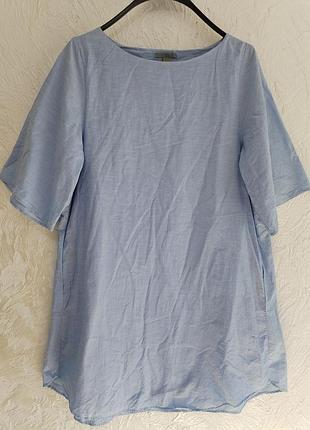 Блакитна лляна  сукня туніка силуєту трапеція  від cos