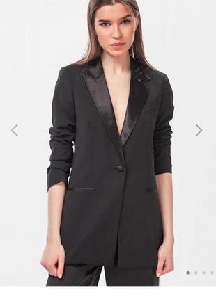 Блейзер, смокинг от tommy hilfiger, размер 4, приталенный фасон, черного цвета