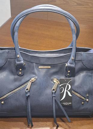 Женская сумка синего цвета, бренд rampage, размеры 26/37/15