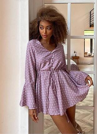 Легкий комбінезон-плаття зі штапелю в горошок