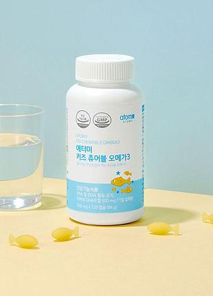 Детская omega 3 700мг желейные капсулы в виде рыбки atomy kids chewable omega3 120 капсул (000184)