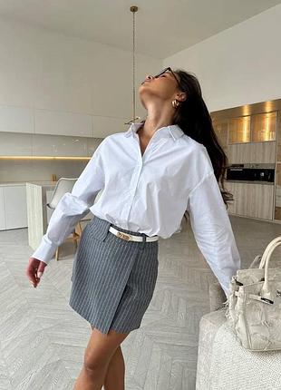 Жіноча повсякденна класична рубашка сорочка на гудзиках тканина котон біла