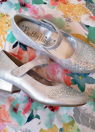 Дитячі туфлі george 31 розмір для дівчинки на кабелі ошатні сріблясті блискучі для попілу принцеси