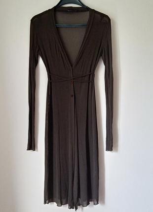 Женское тонкое платье- кардиган на пуговицах с длинными рукавами и завязками.sister's. italia.s.