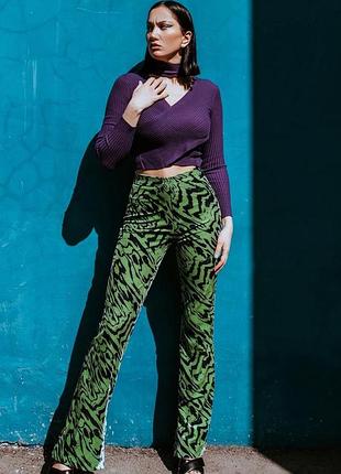 Велюрові штани zara брюки кльош з розрізами