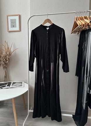 Чорна довга сукня міді з широкими рукавами віскоза h&m