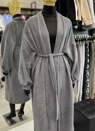 Стильный длинный кардиган 💭 белый, черный, беж, шоколад, графит - 42-44, 46-48 мод 1664