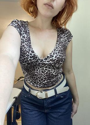 Жіночий топ футболка майка леопардовий принт