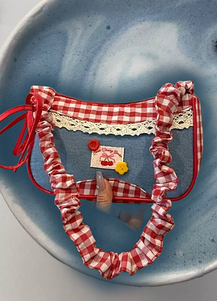 Цікава маленька сумка в клітинку з мереживом, харадзюку harajuku корейський стиль