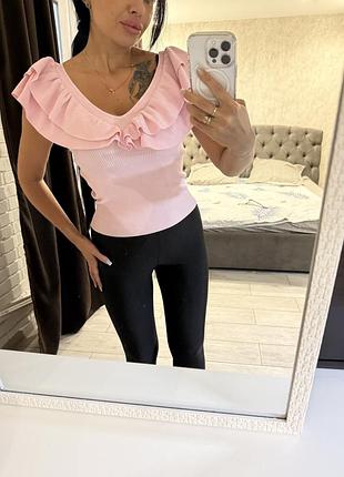 Рубчик майка з рюшами