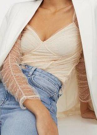 Блуза корсет с прозрачным рукавами h&amp;m р.xl