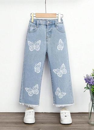 Джинсы широкие с бабочками shein 7 лет