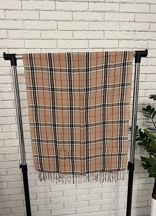 Стильний жіночий карамельний шарф клітинка у популярному принті «під burberry».