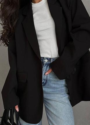 ✨ подовжений піджак оверсайз з плічками – мод.187, кольори шоколад, молоко, чорний, беж, графіт, сірий, розміри sm | ml