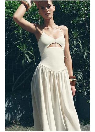 Платье на бретелях комбинированное zara