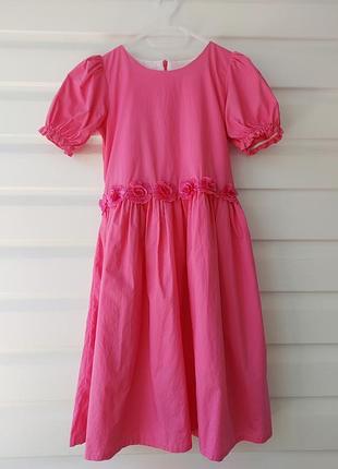 Детское платье с коротким рукавом с декорированными цветами