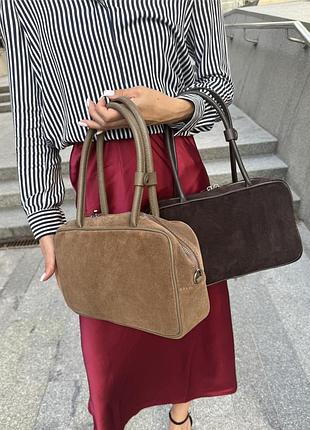 Замшева жіноча сумка-тоут скреднього розміру