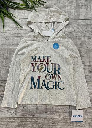 Реглан лонгслів з капюшоном для дівчинки