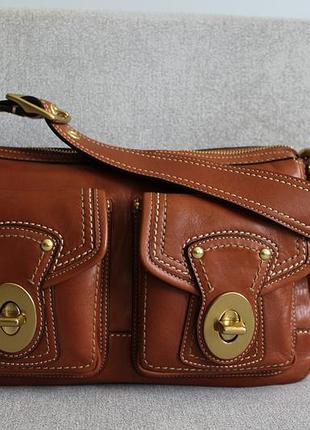 Дивовижна шкіряна вінтажна сумка coach коричневого кольору