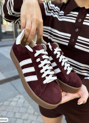 Кеды на повышенной подошве с белыми полосками цвет марсала