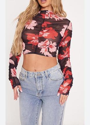 Кофтинка сіточка, нова з біркою в квітах, від prettylittlething розмір s-m