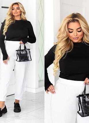 Женский базовый лонгслив с разрезом через пальчик