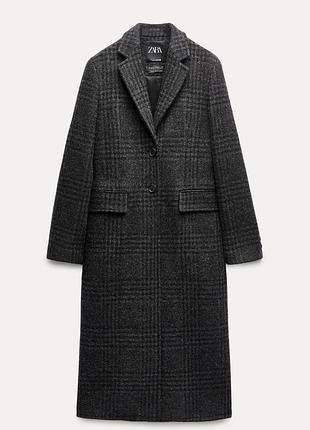 Пальто шерстяне в клітинку zara