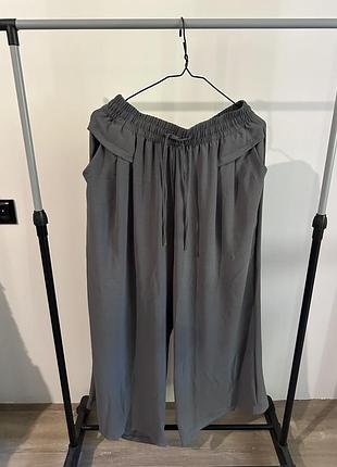 Штани кюлоти жатка сірі оверсайз вкороченні висока посадка l-xl