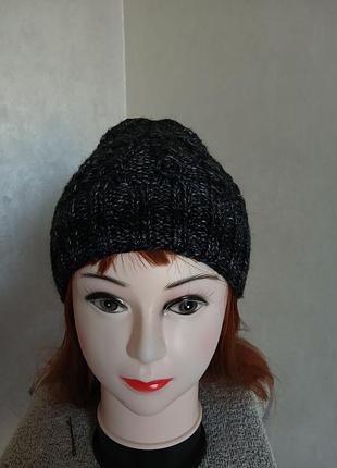 Шапка вязаная бини демисезон меланж размер 54-56 см. (мод30)