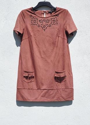 Пудрове плаття зі щільної замші з кишенями groggy by jbc