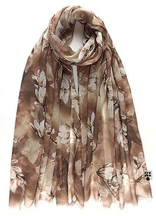 Тонкий батистовый вискозный шарф палантин коричневый новый качественный