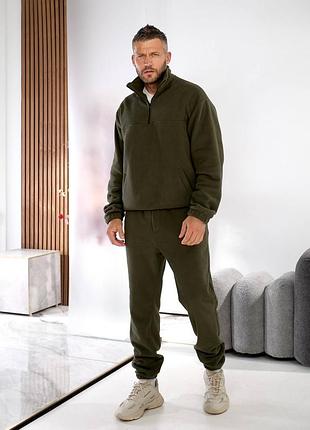 Мужской флисовый костюм двойка, зимний флисовый костюм