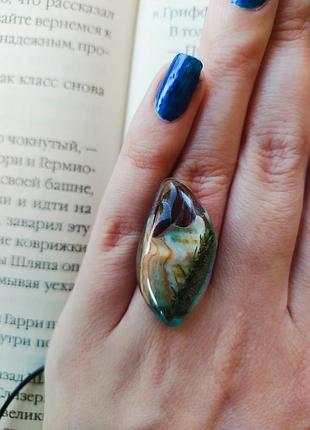 Кольцо перстень  украшения из эпоксидной смолы ручной работы море ракушки