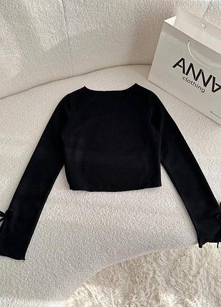 Жіноча чорна базова кофтинка топ в рубчик