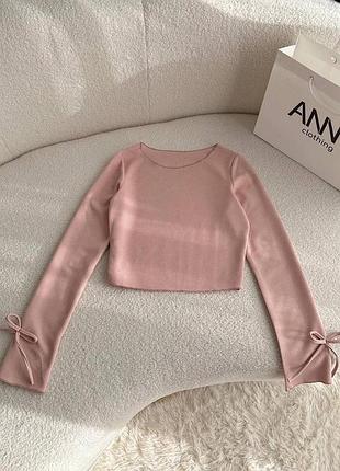 Жіноча ніжна кофта в рубчик пудра