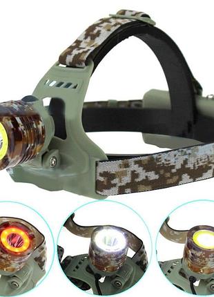 Фонарь налобный ch-108-t6+cob(white+red), 2x18650, зу 220v/12v, box