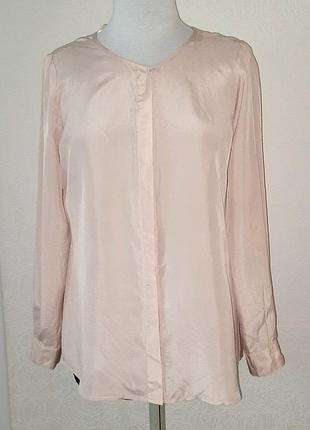 Шелк блуза 42 m-l maddison персиковый розовый длинные рукава