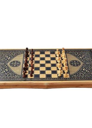 Игровой набор 3 в 1 нарды шахматы и шашки 62х62 см (в6535)