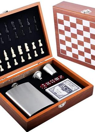 Игровой набор шахматы, фляга, рюмка, лейка №2520a